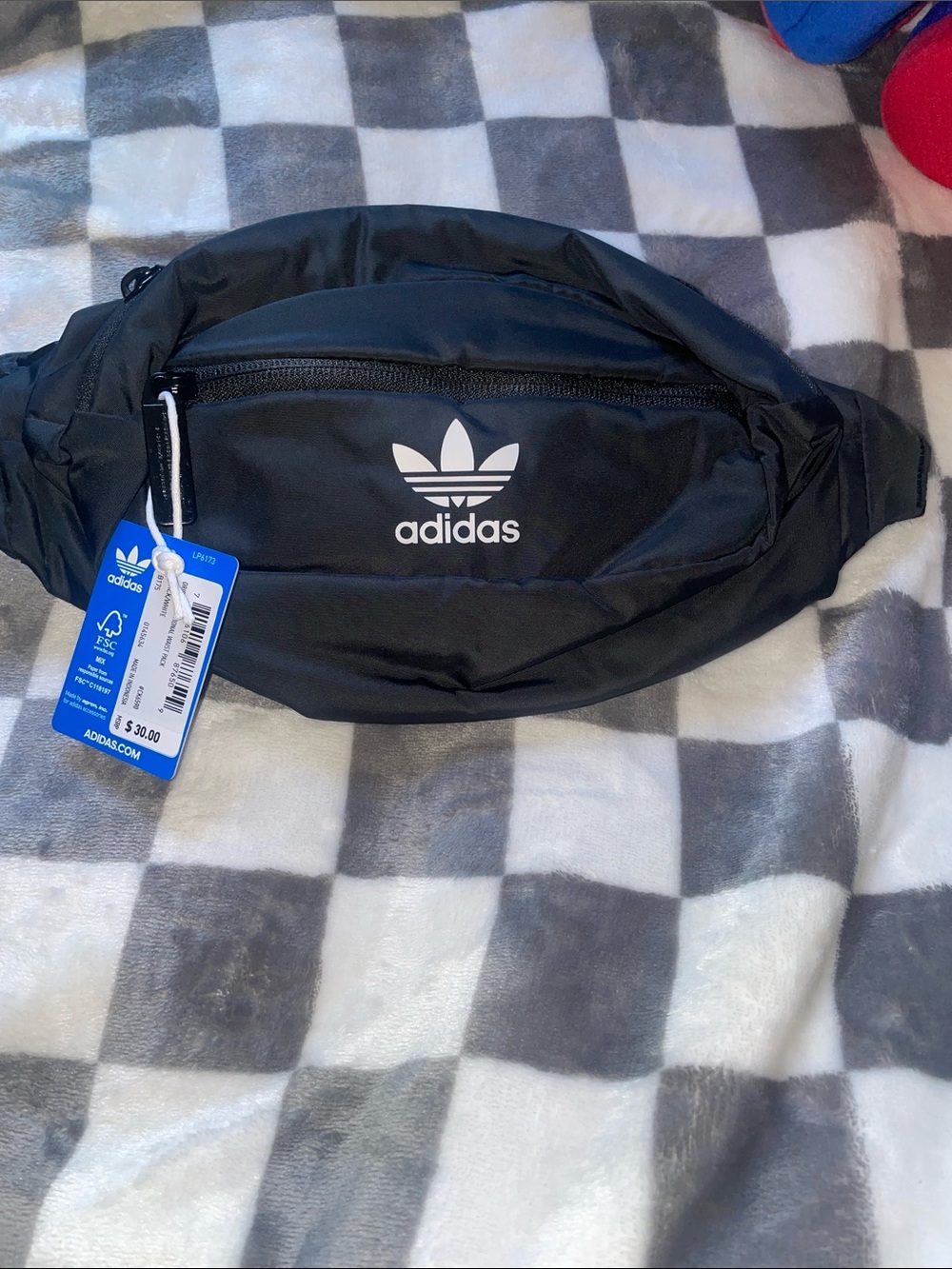 adidas Black Waist Pack with White Trefoil Logo